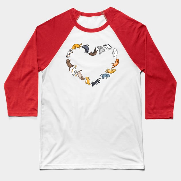 Cat lover's heart Baseball T-Shirt by comicada